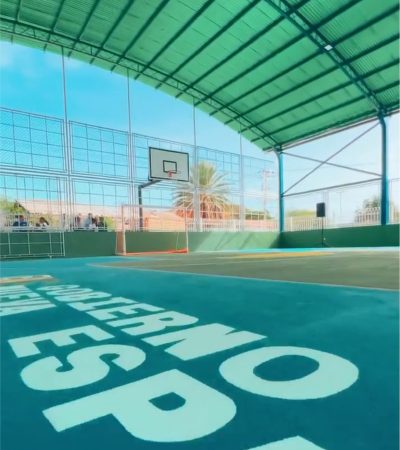 Inauguración de la rehabilitación de la cancha de usos múltiples de Manzanillo